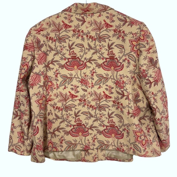 Talbots Vintage Blazer Jacket, Size 22W Petite, Brocade Floral Bird Silk Cotton - Picture 7 of 14